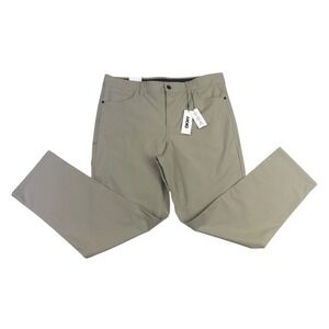 DKNY Mens Slim Fit Universal Tech Pants Khaki W36 L29 Tan Stretch Performance‎